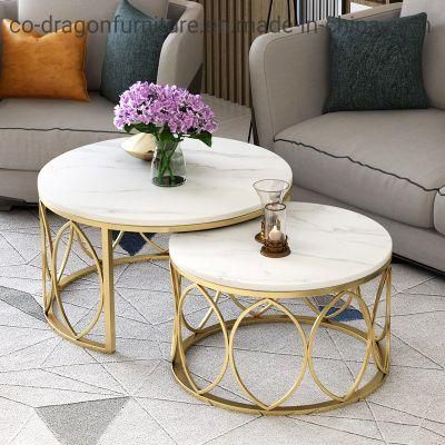 Fashion Steel Coffee Table with Marble Top for Modern Furniture