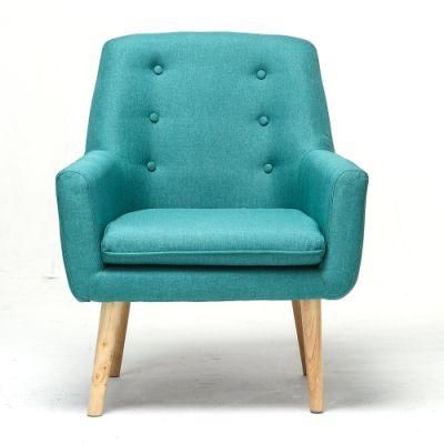 Fabric Accent Side Chair Leisure Chair with Wood Legs Green