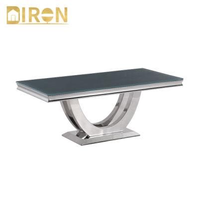 2021 Latest Fashionable Decoration Casual Style Rectangle Marble Stainless Steel Coffee Table