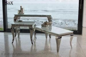 Modern Furniture Stainless Steel Louis Leg Glass Top Console Table