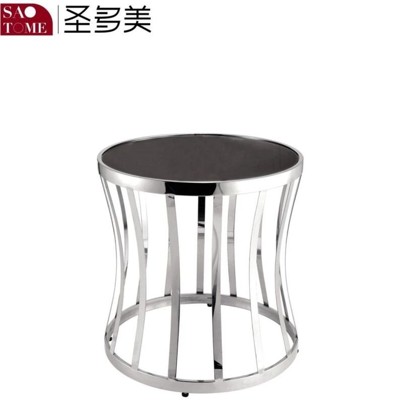 Modern Furniture Set Round Metal Glass Surface Round End Table