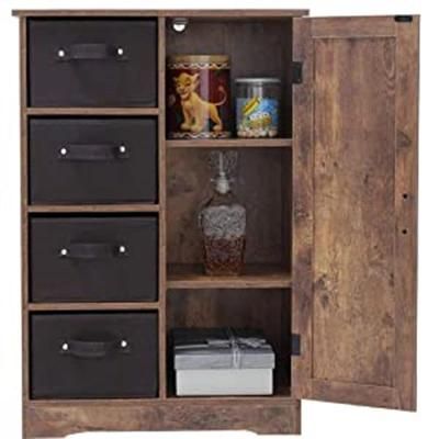 Living Room Office Retro Rustic Brown Floor Storage Cabinet 0226