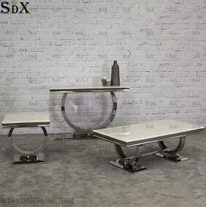 Fashion Design Coffee Table Artificial Marble Top Stainless Steel Coffee Table