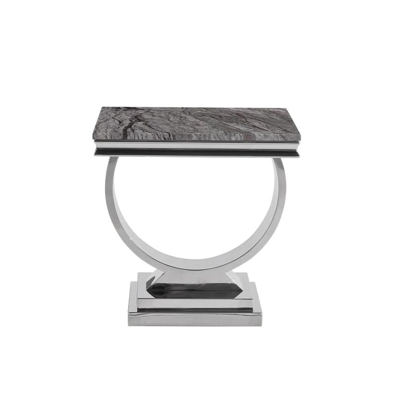 Stainless Steel Hotel Furniture Side Table Tea Table with Glass Marble Top