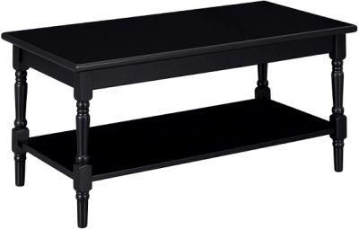 44&quot;W Black Turned Wood Leg Storage Coffee Table