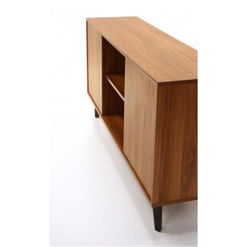 Promotional Top Quality Brown Wood TV Stand with Cable Holes for Living Room