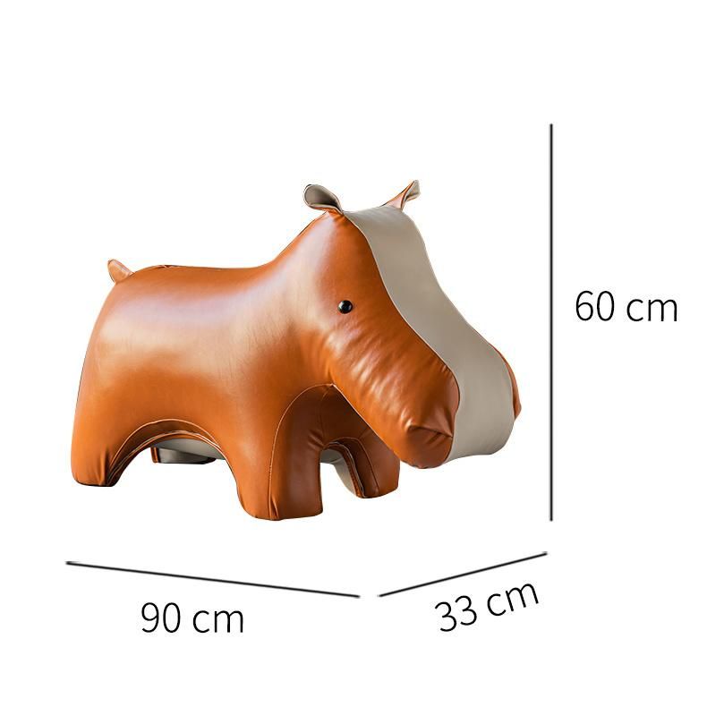 Li&Sung Modern Hippo Wooden Leg Animal Shaping Ottoman Stool