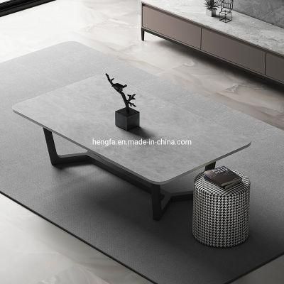 Wholesale Stylish Furniture Black Steel Marble Coffee Table for Apartment