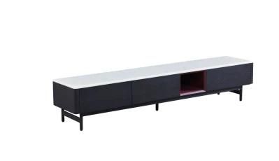 Dg-902 TV Stand /Marble Top /MDF with Burned Oak Veneer/ Metal Coating Base /Home and Hotel Furniture