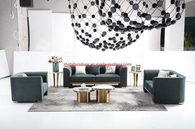 Luxury Living Room Modern Design Velvet Sofa Set Furniture with Golden Foot