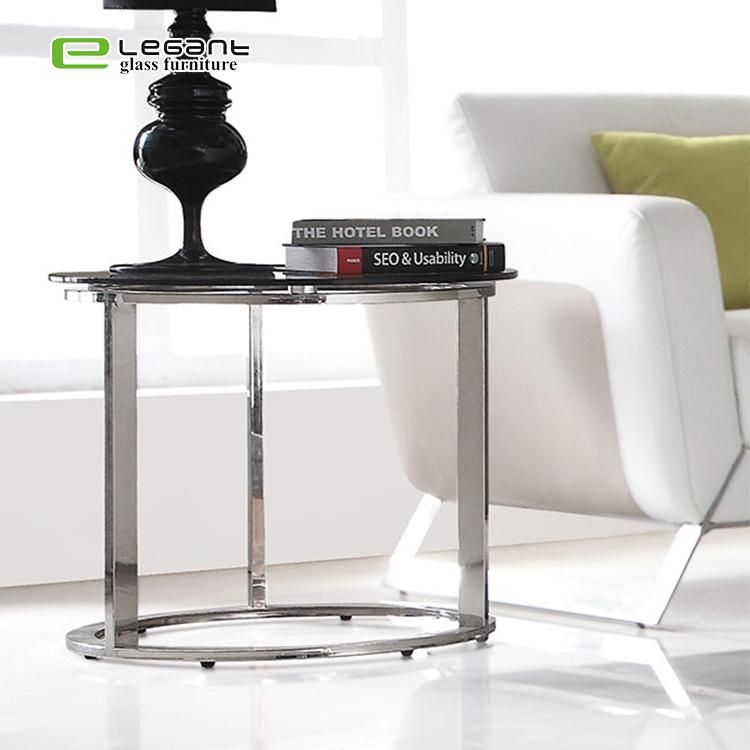 Art Double-Deck Center Table White Painting Tempered Glass Coffee Table