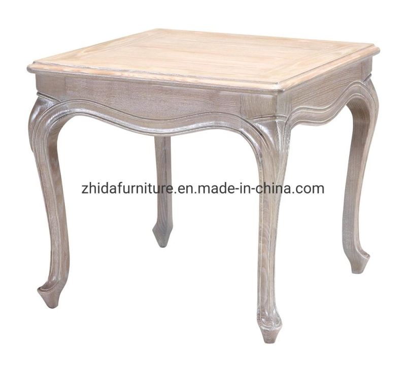 Square Small Wooden White Side Coffee Table for Living Room
