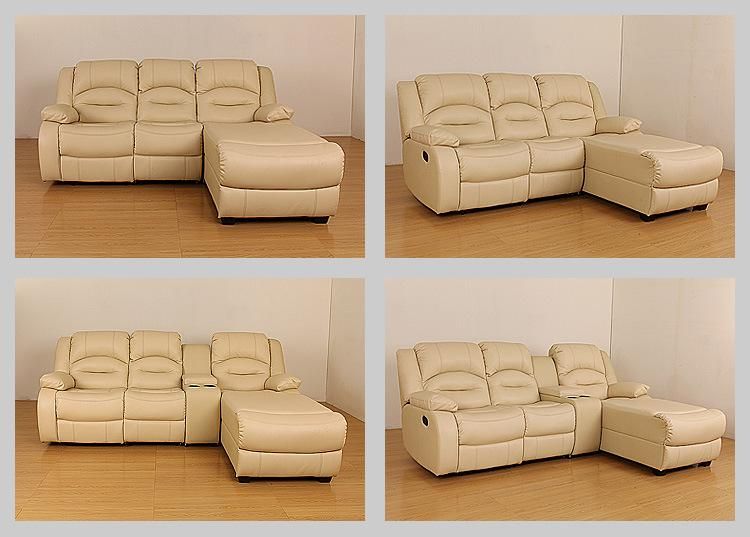 Jky Furniture Modern Design Air Breathable Leather Manual Recliner Sofa Set for (3+2+1) with Over-Filled Cushion and Customizable Drop Down Table