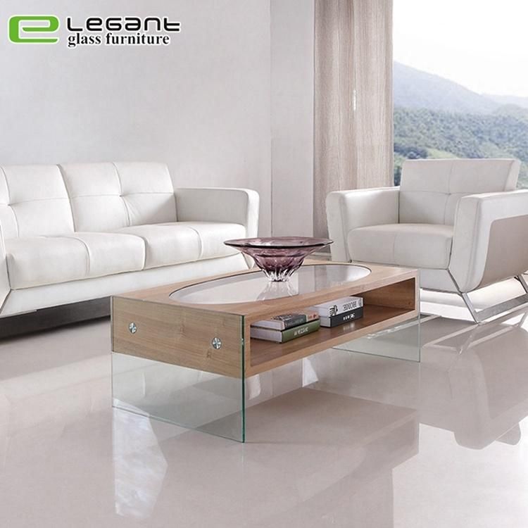 MDF Coffee Table with Oval Glass Top
