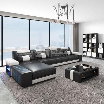 Modern Sectional Home Leisure Genuine Leather Smart Furniture Sofa Set