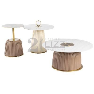Living Room Balcony Universal Luxury Furniture Round Coffee Side Table Set with Unique Metal Legs