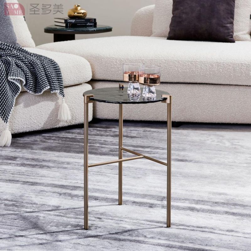 Modern Living Room Furniture Fused Glass Stainless Steel BV001 Side Table