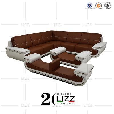 Contemporary European Home Hotel Furniture Customized Genuine Leather Sofa Set