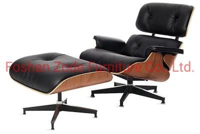 Zode Classic Replica Plywood PU Leather Lounge Chair with Ottoman