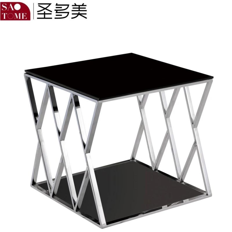 Modern Simple Living Room Furniture White or Black Faced Glass End Table