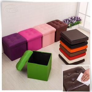 Foldable Wooden MDF Storage Design Knitted Poufs