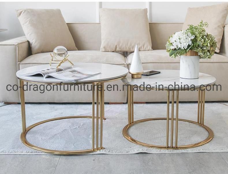 Wholesale Price Home Furniture Metal Coffee Table with Marble Top
