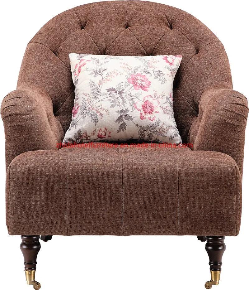 Industrial Wooden Legs Living Room Furniture Fabric Hotel Armrest Chair