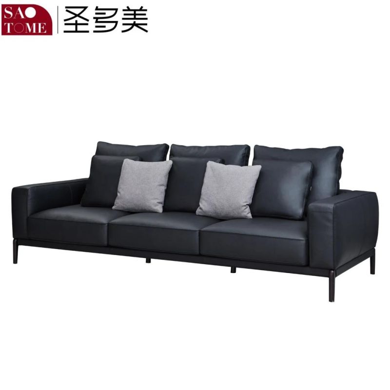 Simple Sofa Small Family Living Room Three Person Novartis Genuine Leather Sofa