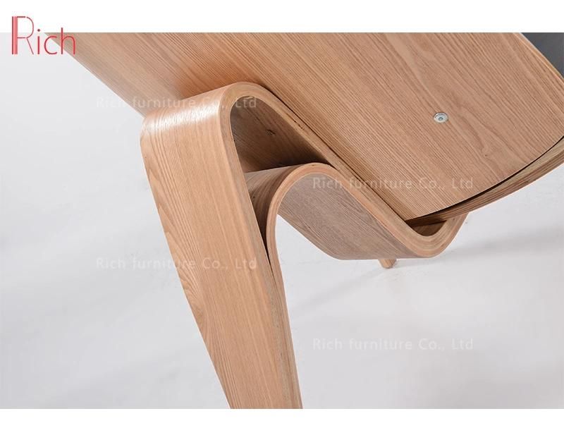 Designer Hotel Modern Furniture Shell Wood Leather Accent Chair Lounge Chair