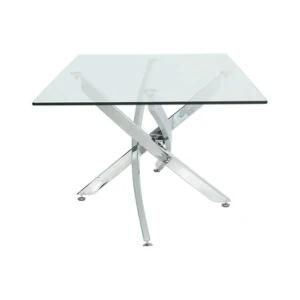 Living Furniture Stainless Steel Modern Coffee Table Simple Design Glass Table