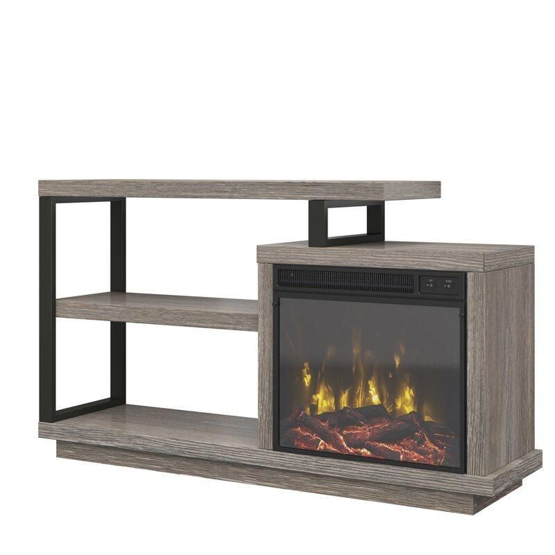 Living Room Furniture Colton Oak/ Gray TV Stand for Tvs up to 55 Inches with Fireplace Included