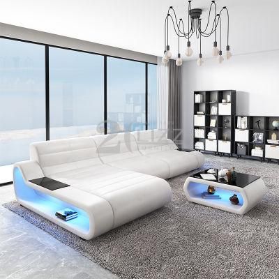 Leather Furniture Leisure Living Room Sofa Set with Coffee Table