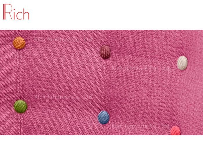Whoslesale Home Furniture Pink Fabric Sofa Chair with Rainbow Buttons