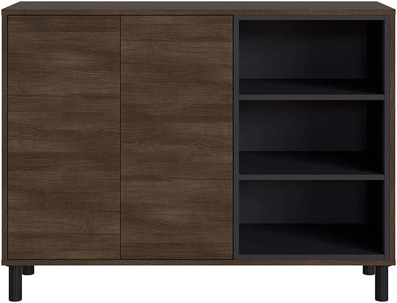 Home Porch Modern Simple Steel-Wood Three-Compartment Storage Cabinet with Doors 0352