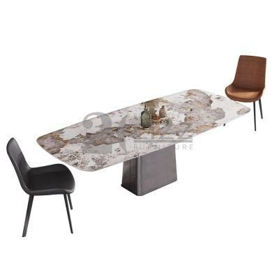 Wholesale Rectangle Modern Sinstered Marble Stone Dining Table with Single Chair Luxury Home Dining Room Furniture Set