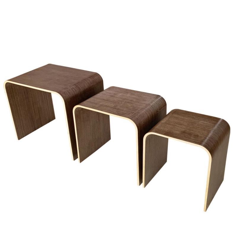 Birchwood Layer, 3 PCS coffee Table, Dark Brown Color, Birch Wood Layer, 3 Different Size. Hotsale