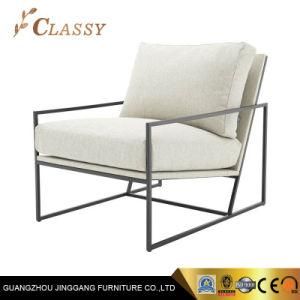 Contemporary Fabric Linen Modloft Charles Armchair Metal Chair