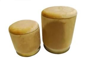 Fashion Modern Round Yellow Velvet Fabric Seat Makeup Storage Stool Ottoman