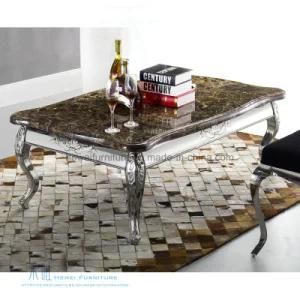 Luxury Marble Top Classy Metal Frame Coffee Table (HW-622-2T)