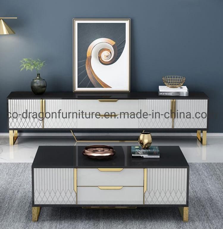 Modern Luxury Home Furniture Wooden Coffee Table with Metal Legs