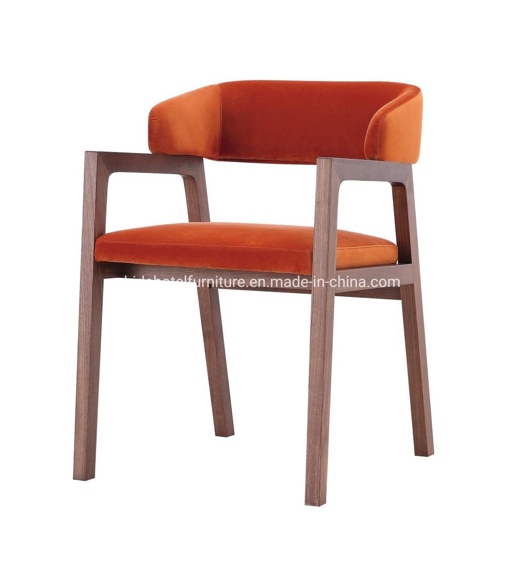 Modern Solid Wood Living Room Genuine Leather Reception Armrest Chair