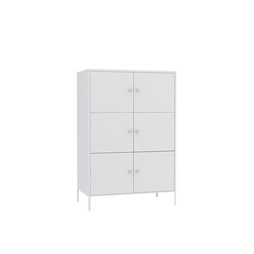 6 Door Metal Steel Storage Cabinet, 3-Tier Metal Office Cabinet, Multipurpose Storage Organiser Stand with 6 Doors Design White
