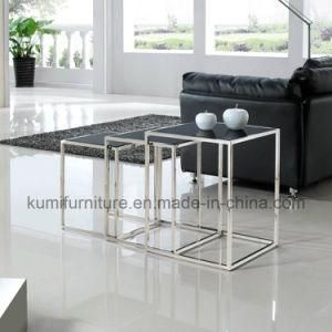Nesting Glass Side Table for Stainless Steel Home Furniture