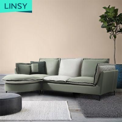 Linsy White Corner Sofa Set Modern Oval Shape Chaise Sofa S126
