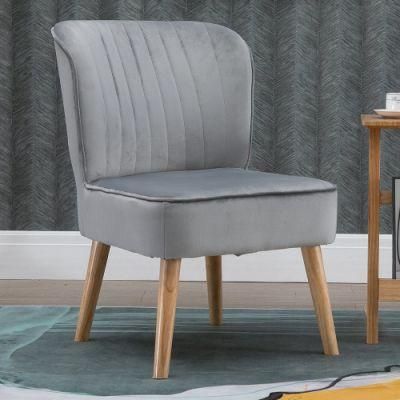 Loung Side Chair Upholstered Leisure Chair with Wood Legs Grey