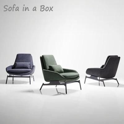 Modern Design Minimalist Assembly Furniture Leisure Low Arm Steel Base Velvet Arm Chair