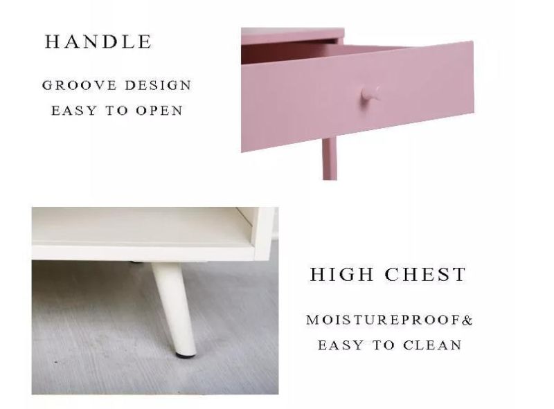 Bedroom Teapoy Designs Metal 4 Legs Bedside Table Nightstand with 1 Drawer