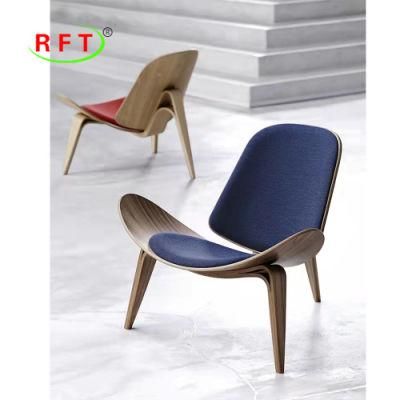 Blue Fabric Linen Office School Library Furniture Shell Chair