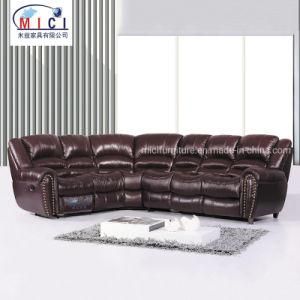 European Home Theater Cinema Furniture Corner Leather Recliner Sofa Bed