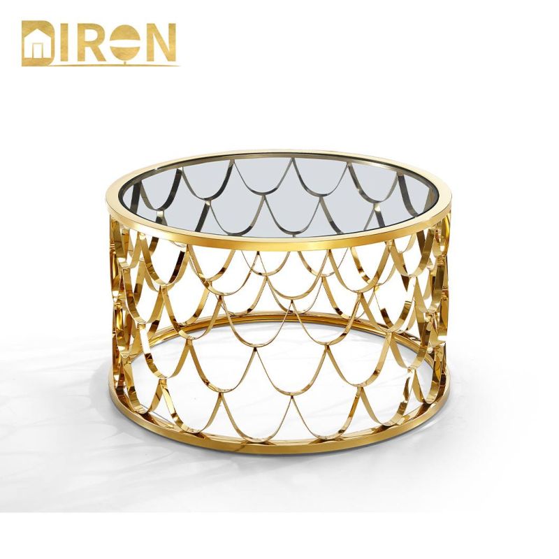 Wholesale Custom Modern Living Room Stainless Steel in Golden Color Coffee Table